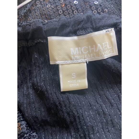 Michael Kors Jumpsuit Size S Black All Over Sequin Bandeau Strapless Pockets - Picture 7 of 11